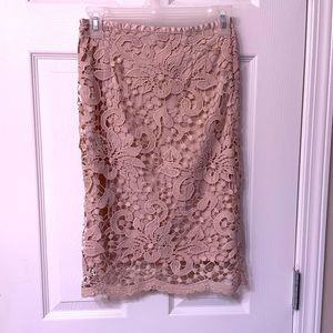 Small dusty pink, heavy lace LuLu’s pencil skirt